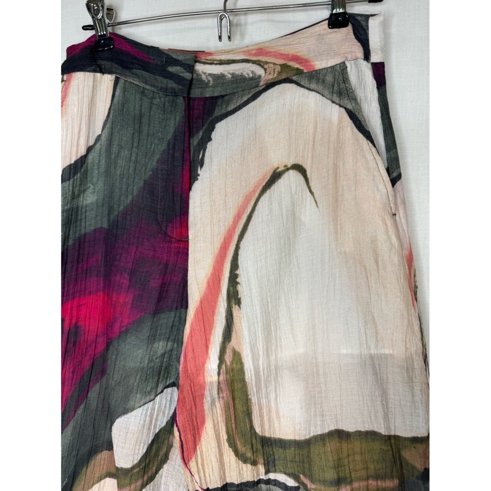 Zara Women's Wide Leg Pant Sz M Gauzy Lyocell Blend Artsy Indie Boho Festival - Picture 6 of 11